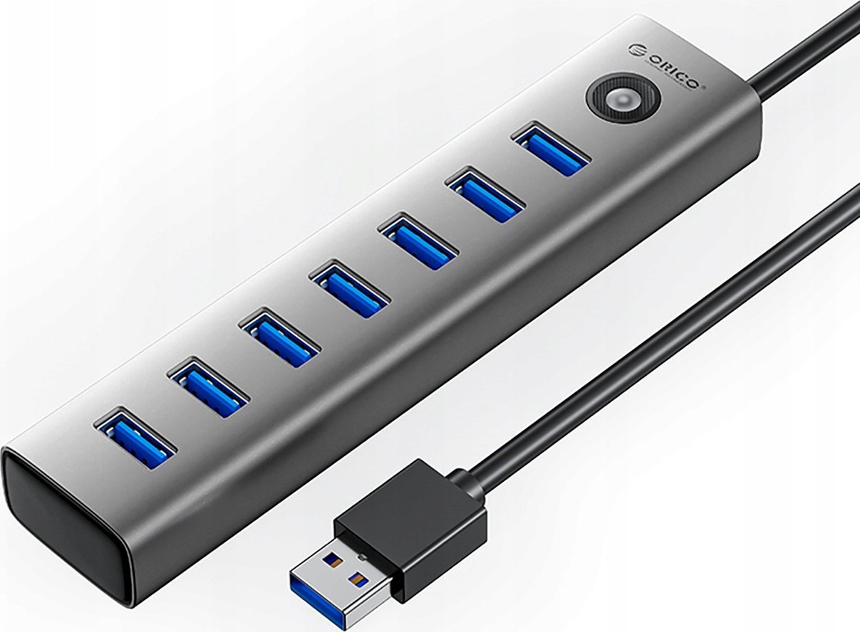 Orico 7-portu USB-A 3.0 centrmezgls ar 1 m kabeli — pelēks