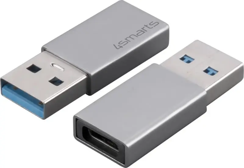 4smarts USB adapteris USB-A–USB-C, pelēks (540275)