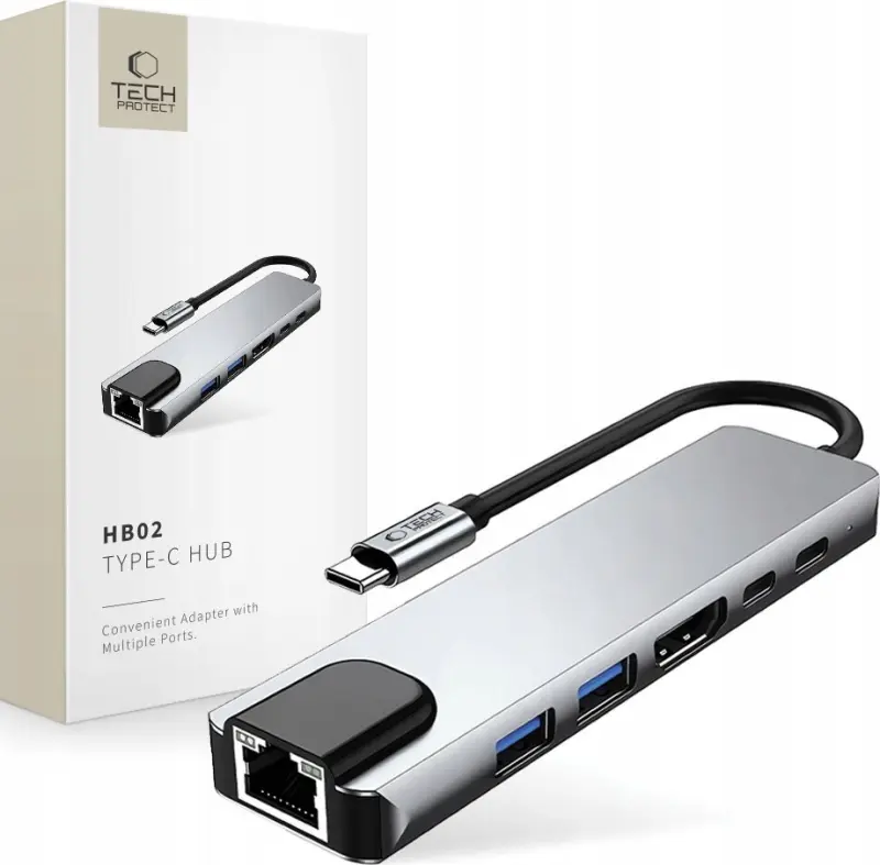 TECH-PROTECT HB02 centrmezgla adapters 6‑in‑1: USB‑C